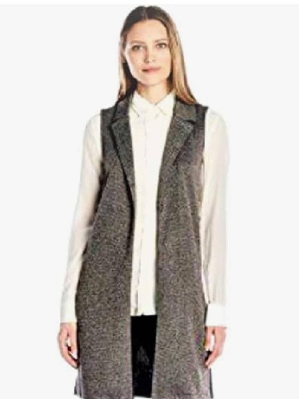 NEW LOOK Birdseye Sleeveless Coat Check Duster US 10 Preppy Mod Equestrian